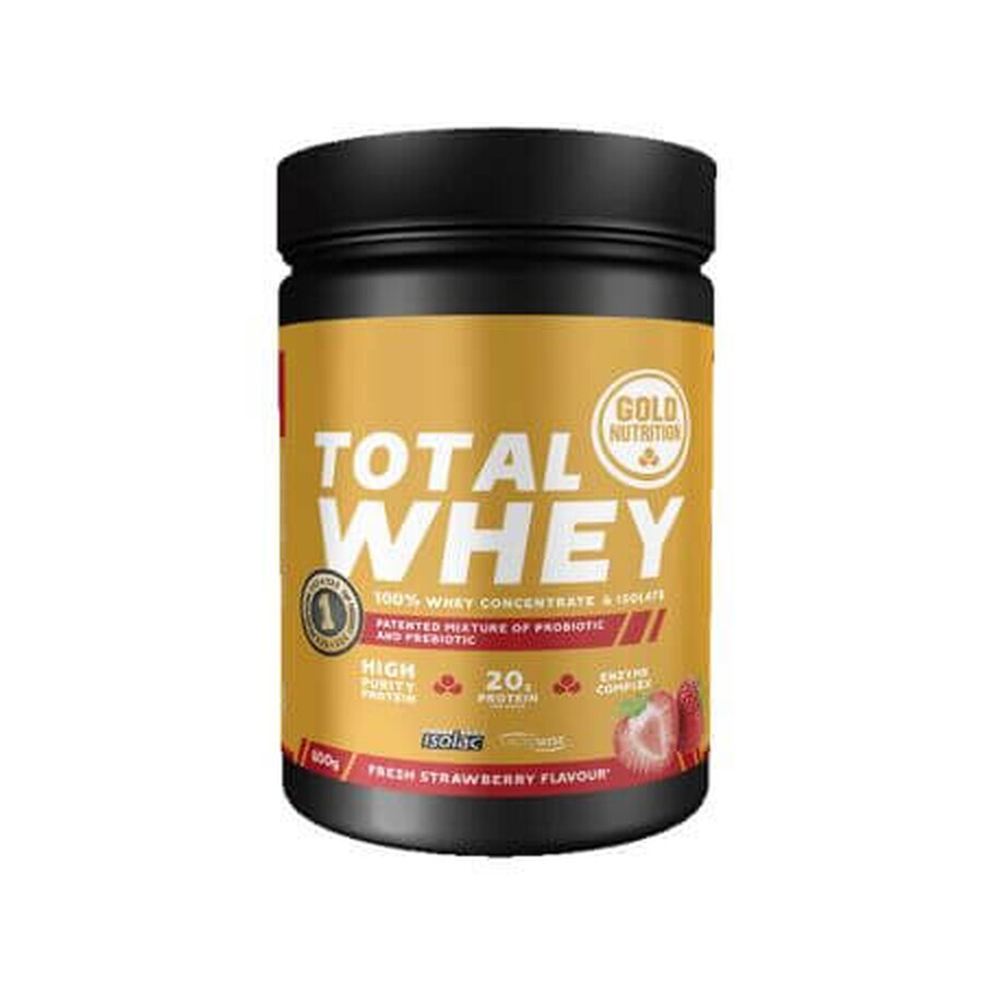 Proteine in polvere Total Whey al gusto di fragola, 800 g, Gold Nutrition