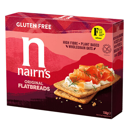 Tranches de pain croustillant d'avoine complet sans gluten, 150 g, Nairns