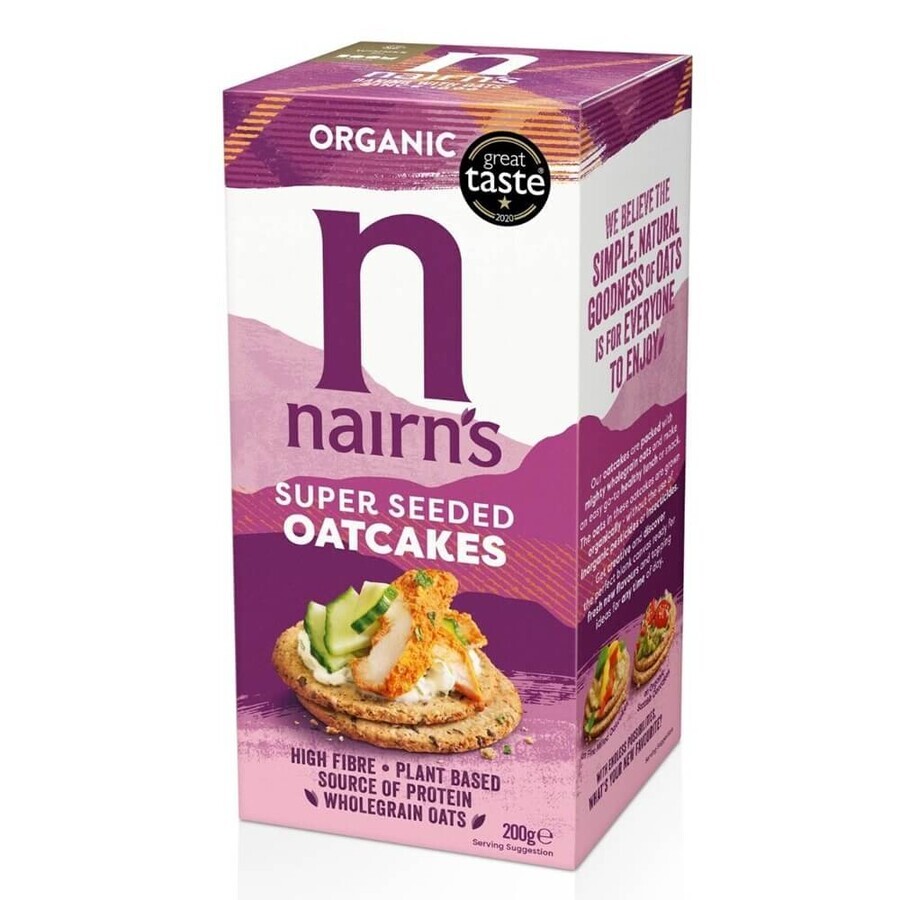 Eco bread made from whole oats with chia seeds, sunflower and flax, 200 g, Nairns