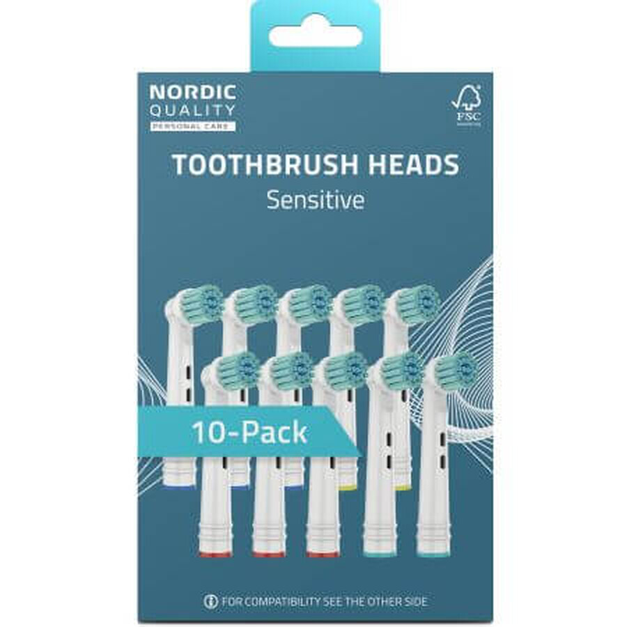 Têtes de brosse à dents sensibles, 10 pièces, Nordic Quality