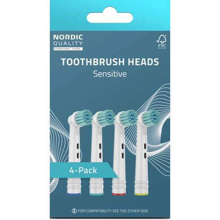 Têtes de brosse à dents sensibles, 4 pièces, Nordic Quality