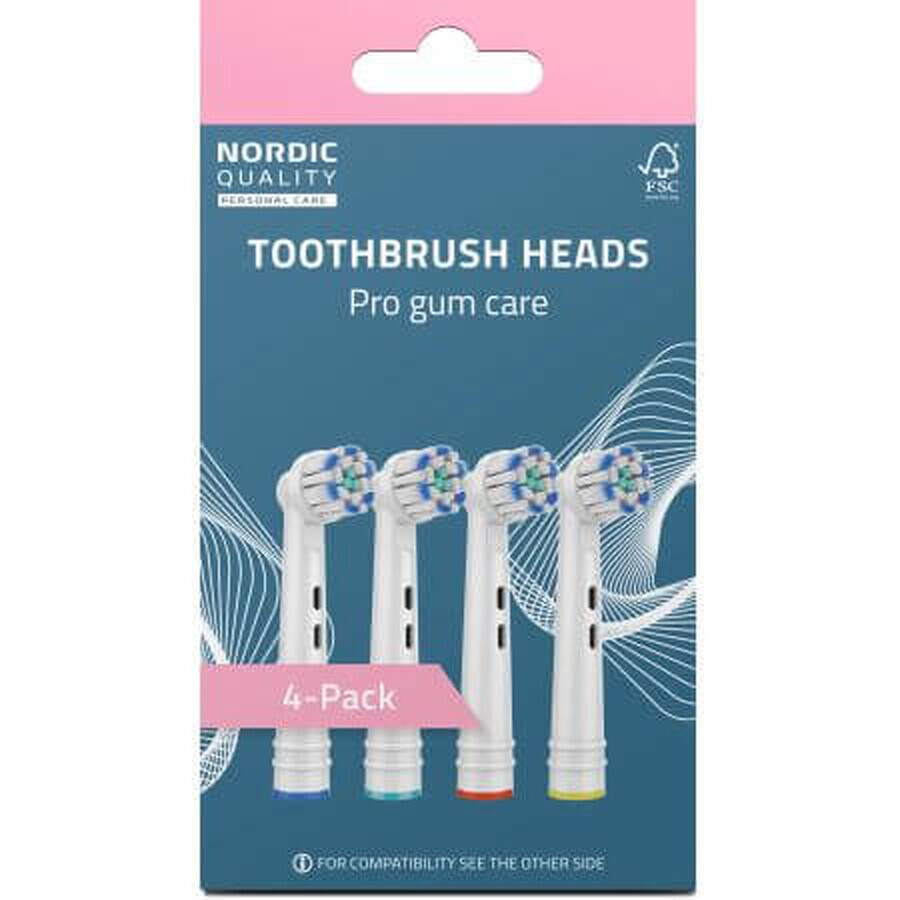 Têtes de brosse à dents Pro Gum Care, 4 pièces, Nordic Quality