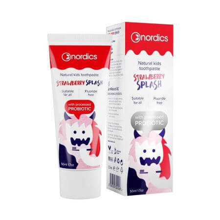 Dentifrice pour enfants à la fraise et aux probiotiques, 50 ml, Nordics