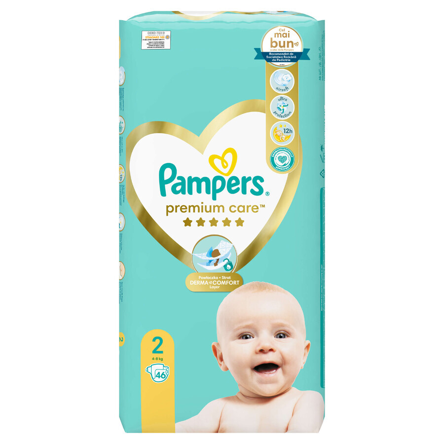 Scutece Premium Care, Nr. 2, 4-8 Kg, 46 buc, Pampers