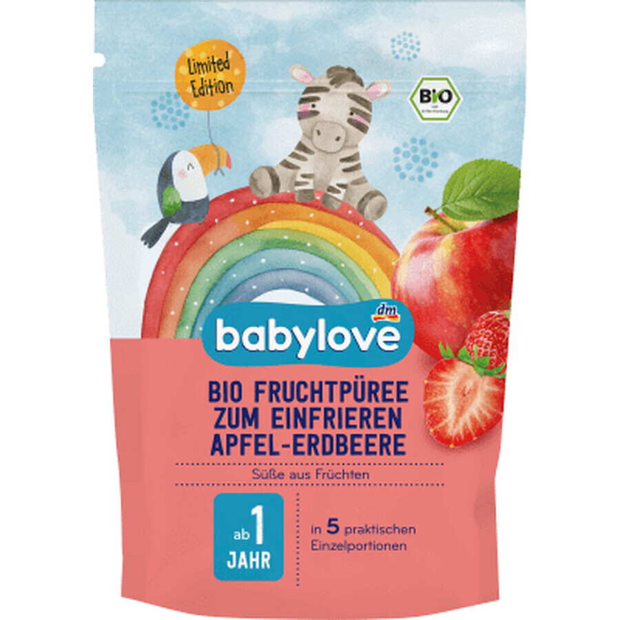 Babylove Purée de fruits aux pommes et aux fraises 1 an et +, 225 g