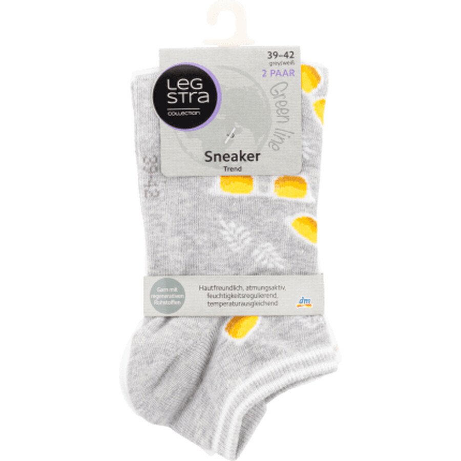 Legstra Short socks for sneakers gray and white tint size 39-42, 2 pcs