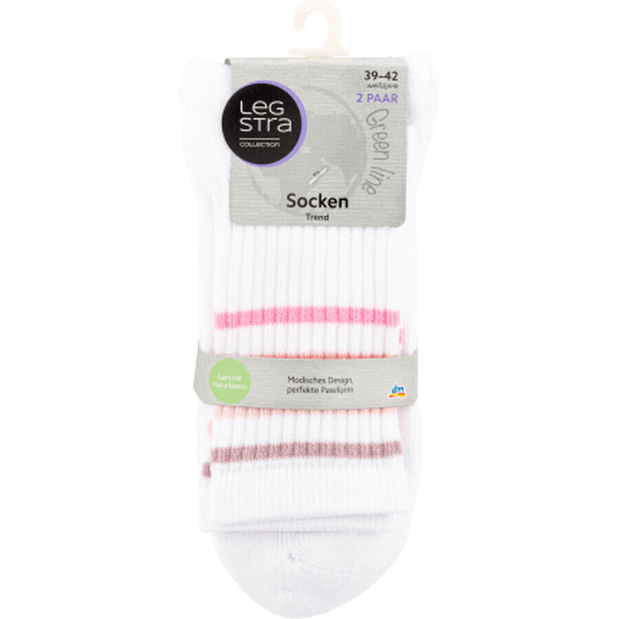 Legstra Chaussettes courtes blanc dégradé avec rose taille 39-42, 2 pcs