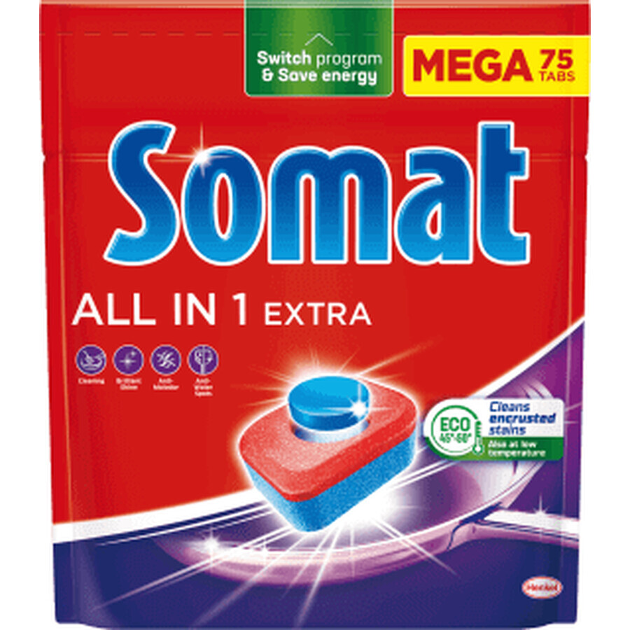 Detergente Somat para lavavajillas todo en 1 extra, 75 uds.