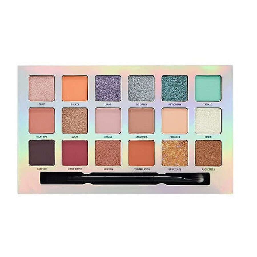 Paleta de sombras de ojos, W7, Total Eclipse, 18 colores