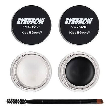 Kit sourcils, Kiss Beauty, gel sourcils, savon fixateur, pinceau d'application, 04