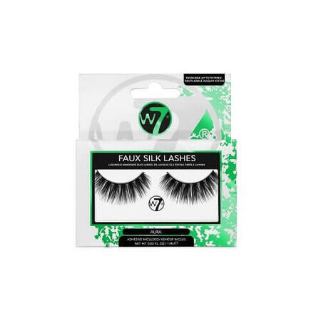 Reusable False Eyelashes, W7, Faux Silk Lashes, Aura, with Adhesive Included