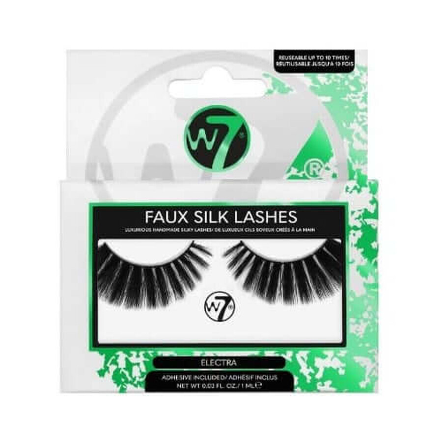 Reusable False Eyelashes, W7, Faux Silk Lashes, Electra, with Adhesive Included