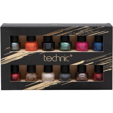 Set de 12 vernis à ongles, Mini, Technic, Vegan, 42 ml