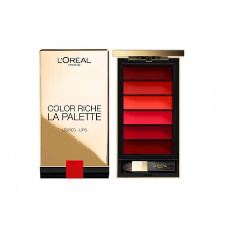 Paleta de barras de labios Loreal Color Riche, La Palette, Rojo, 6 colores