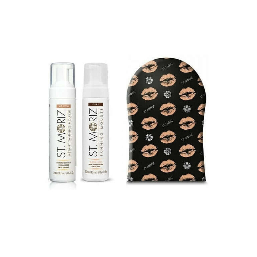 St Moriz Promo Package Self Tanning Professional Medium Foam + Dark Foam + Glove