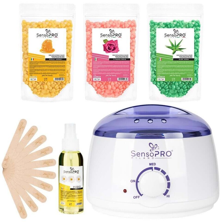 Hair removal kit, SensoPro Milano, 3 wax packages