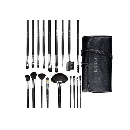 Set de 18 pinceaux de maquillage, Fraulein38, noir, sac inclus