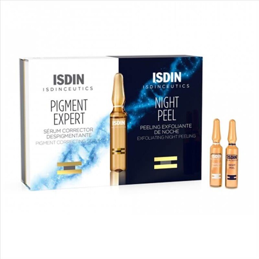 Isdin Serum Corrector Despigmentante + Peeling Exfoliante Noche, 10 + 10 ampollas, 