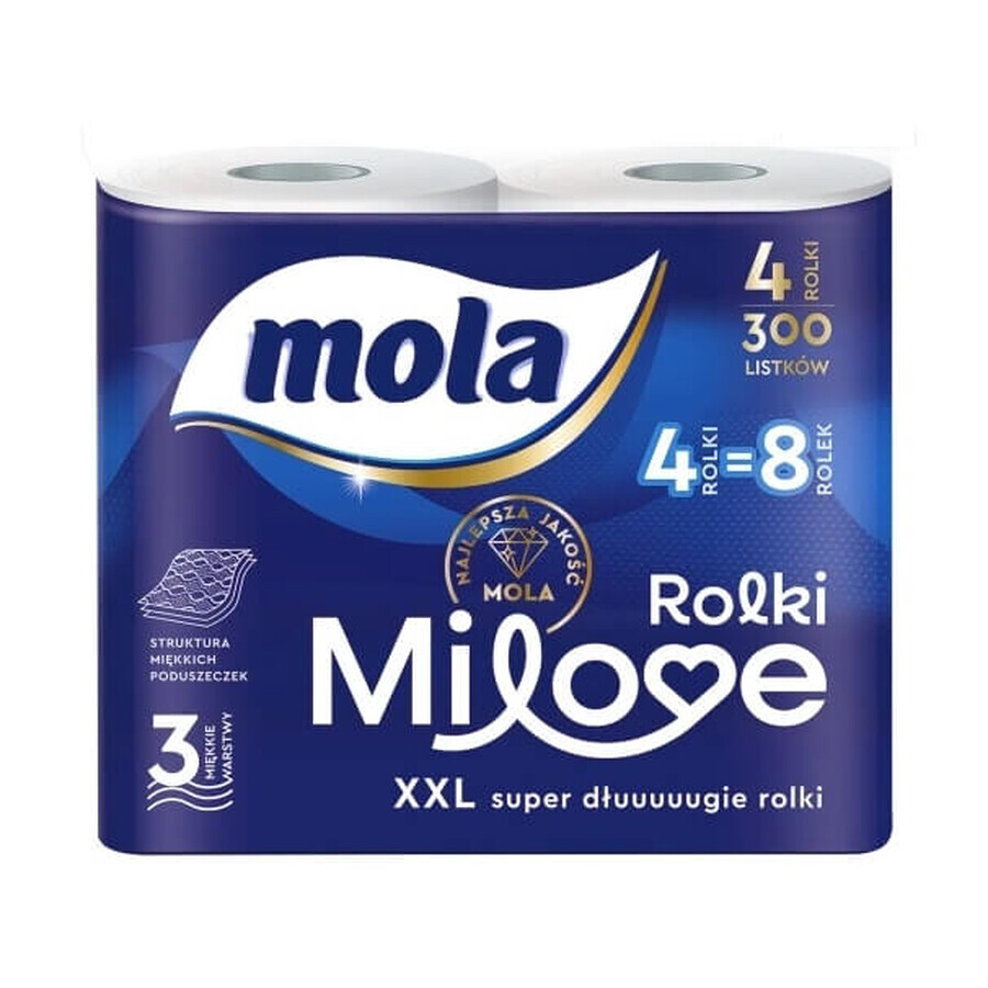 Mola Milove papier hygiénique 3 plis, 4 rouleaux