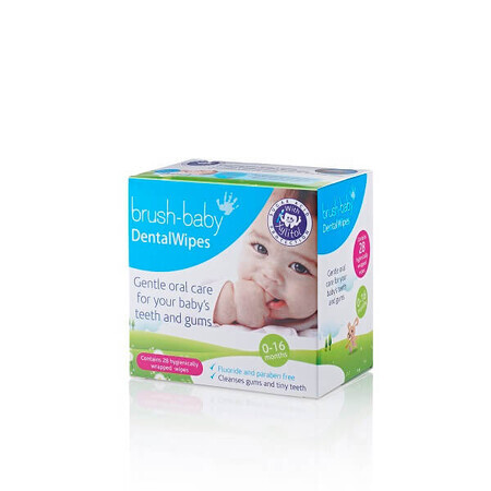 Lingettes humides pour l'hygiène des gencives 0-16 mois, 28 pièces, Brush Baby