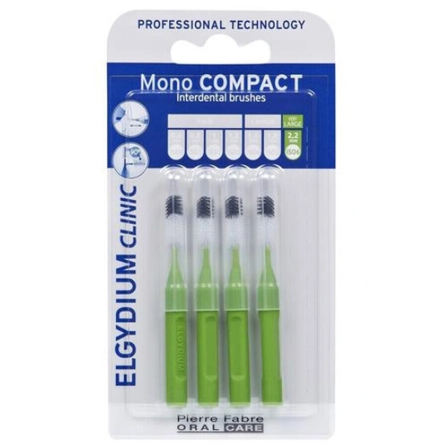 Elgydium Clinic Mono Mono Compact 6 Green Toothbrush 2.2mm, 4 pcs.