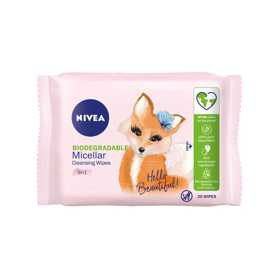 Nivea MicellAir Skin Breathe 3in1 lingettes nettoyantes, 25 pièces