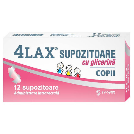 Supposte con glicerina per bambini 4Lax, 12 pezzi, Solacium Pharma