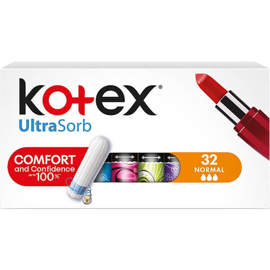 Serviettes hygiéniques UltraSorb normales, 32 pièces, Kotex