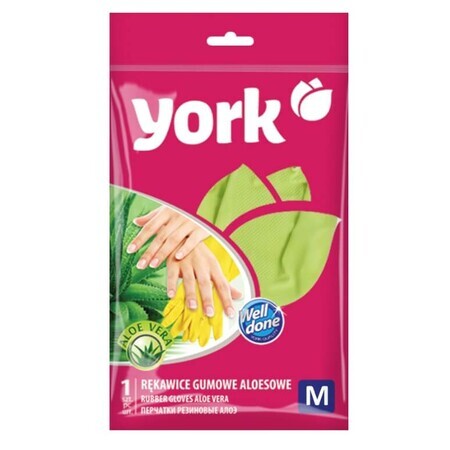 York, Gants en caoutchouc, aloe vera, taille M, 1 paire