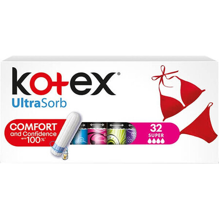 Serviettes hygiéniques Super UltraSorb, 32 pièces, Kotex