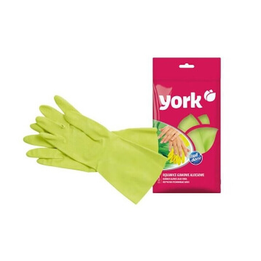 York, Gants en caoutchouc, aloe vera, taille S, 1 paire