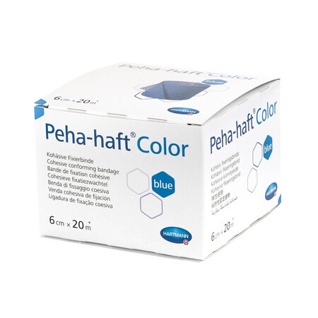 Bande élastique autocollante Peha-haft Color, bleue (932473), 6cm x 20m, Hartmann