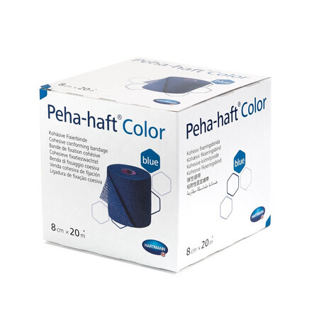 Bande élastique autocollante Peha-haft Color, bleue (932474), 8cm x 20m, Hartmann