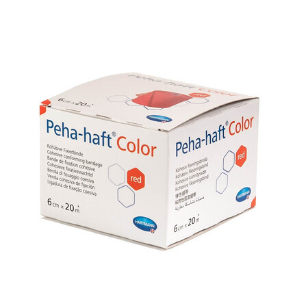 Peha-haft Color selbstklebende elastische Binde, rot (932460), 6cm x 20m, Hartmann