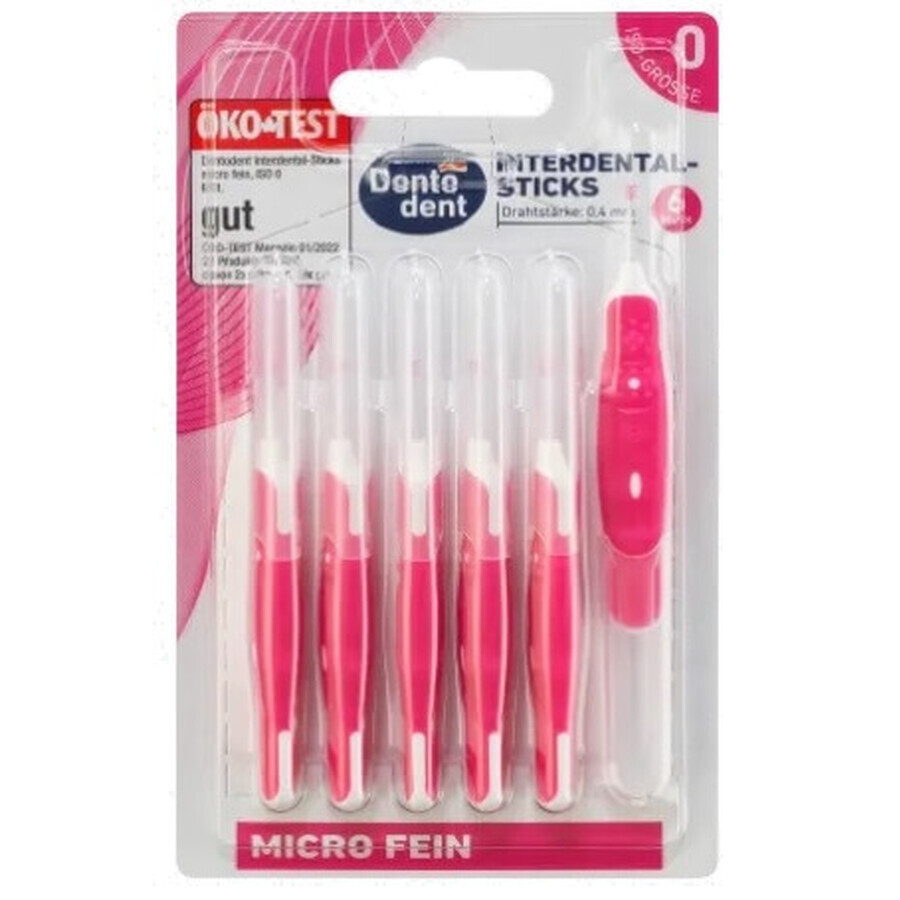 Dontodent, Cepillos interdentales, rosa, 0,4mm, ISO 0, 6 pzs.