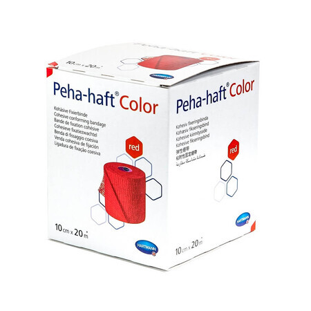 Peha-haft Color selbstklebende elastische Binde, rot (932462), 10cm x 20m, Hartmann
