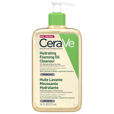 Huile nettoyante moussante et hydratante, 473 ml, CeraVe