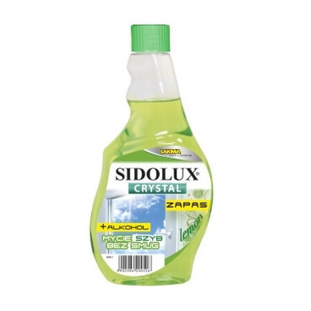 Sidolux, Crystal Lemon, Nettoyant pour vitres, 500 ml, réserve, 500 ml