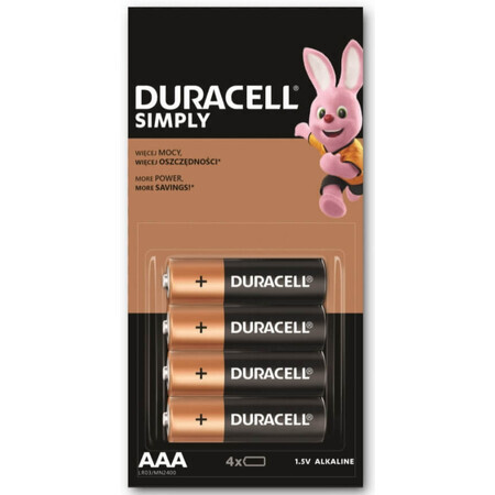 Piles alcalines Duracell AAA, 4 pièces