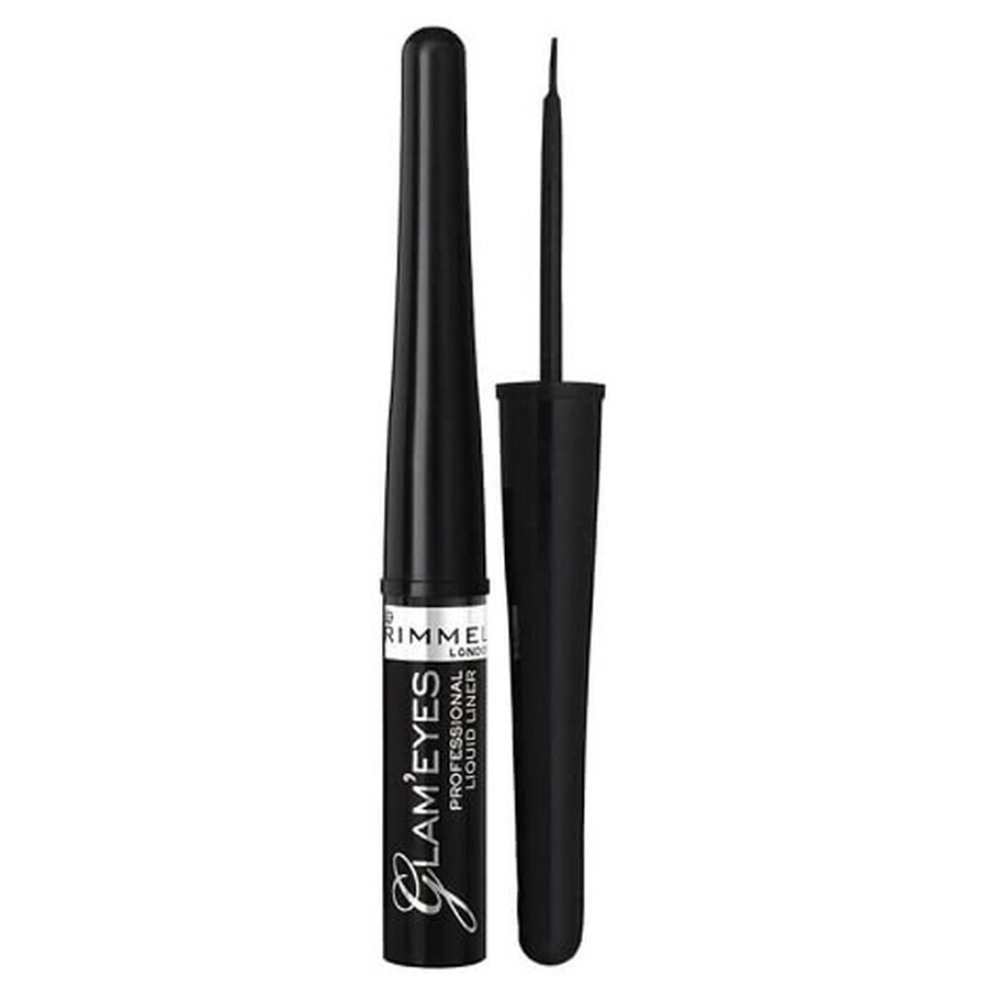 Rimmel Glam Eyes Delineador Líquido 001 Glamour Negro, 3,5 ml