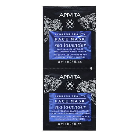 Apivita Express Beauty, masque hydratant et protecteur à la lavande de mer, 2 x 8 ml