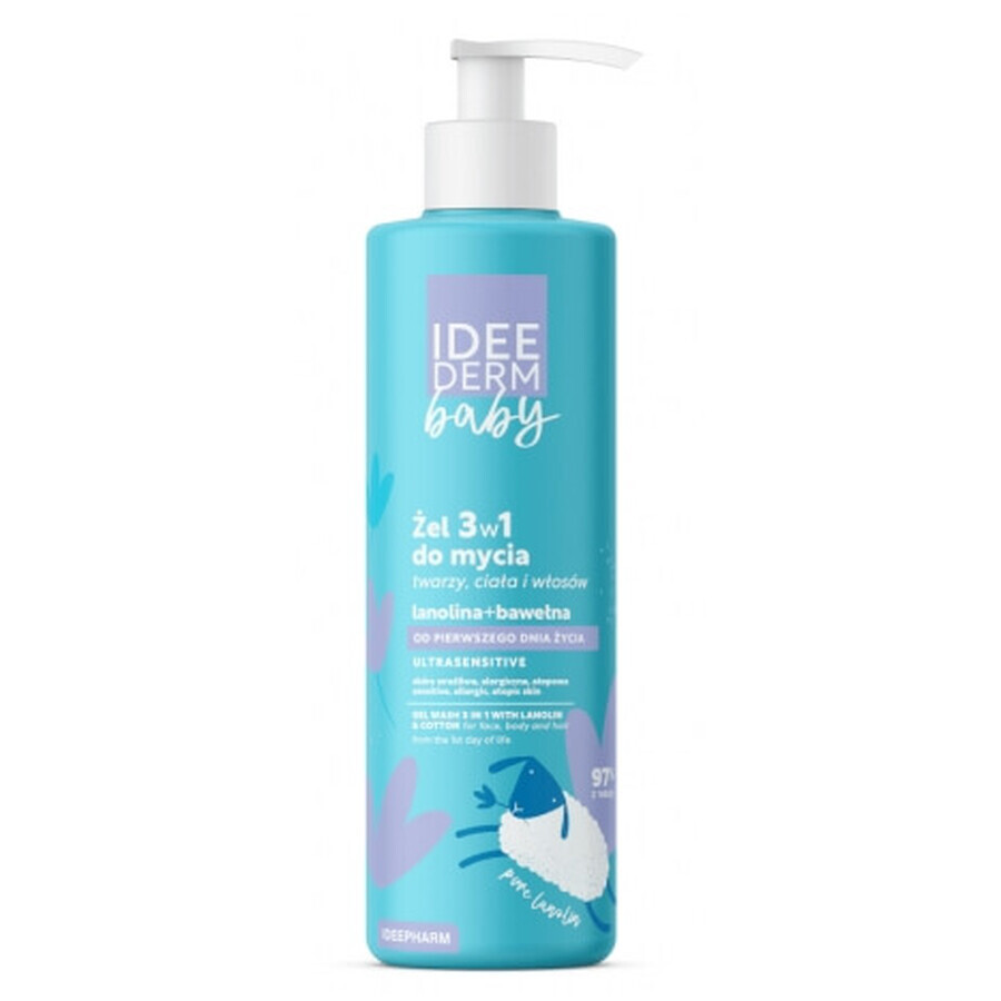 Idea Derm Baby el 3 in 1 voor gezicht, lichaam en haar vanaf de eerste levensdag, 400 ml