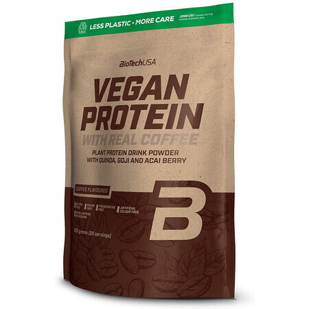 Proteine ​​vegane al gusto di caffè, 500 grammi, BioTech USA