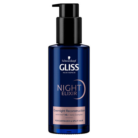 Gliss Traitement de nuit régénérant sans exfoliation pour les cheveux abîmés et les pointes fourchues, 100ml