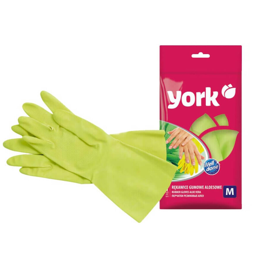 York, Gants en caoutchouc, aloe vera, taille L, 1 paire