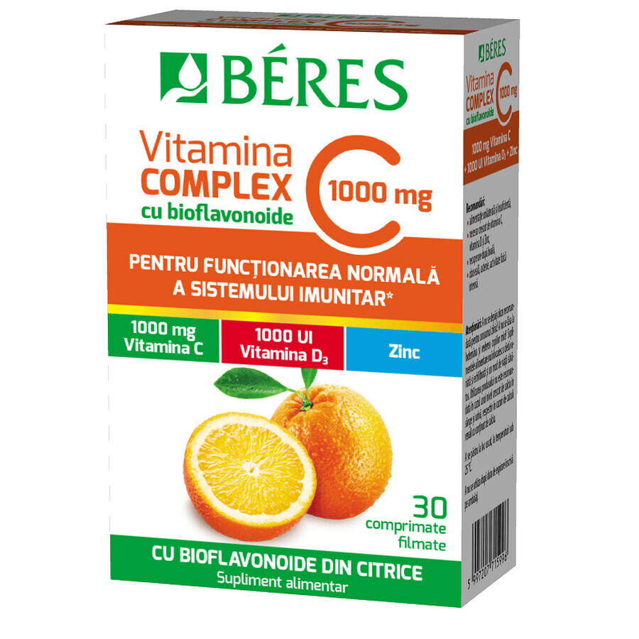 Vitamina C Complex cu bioflavonoide, 30 comprimate filmate, Beres