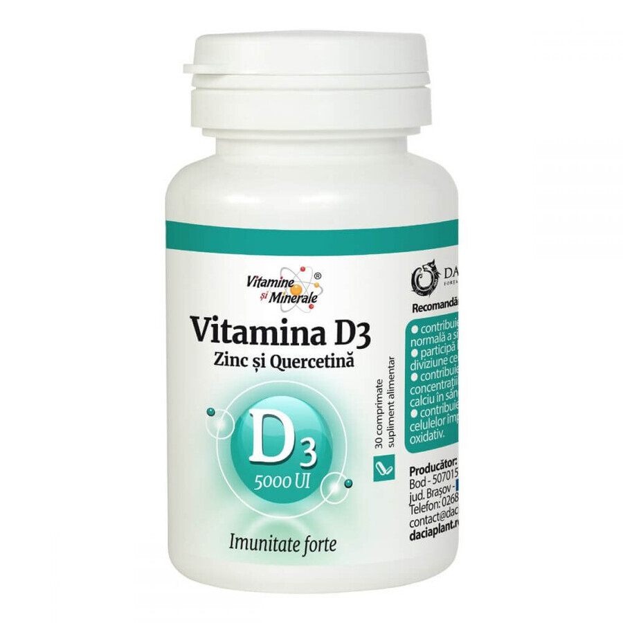 Vitamin D3 (5000IU) Zink und Quercetin, 30 Tabletten, Dacia Plant