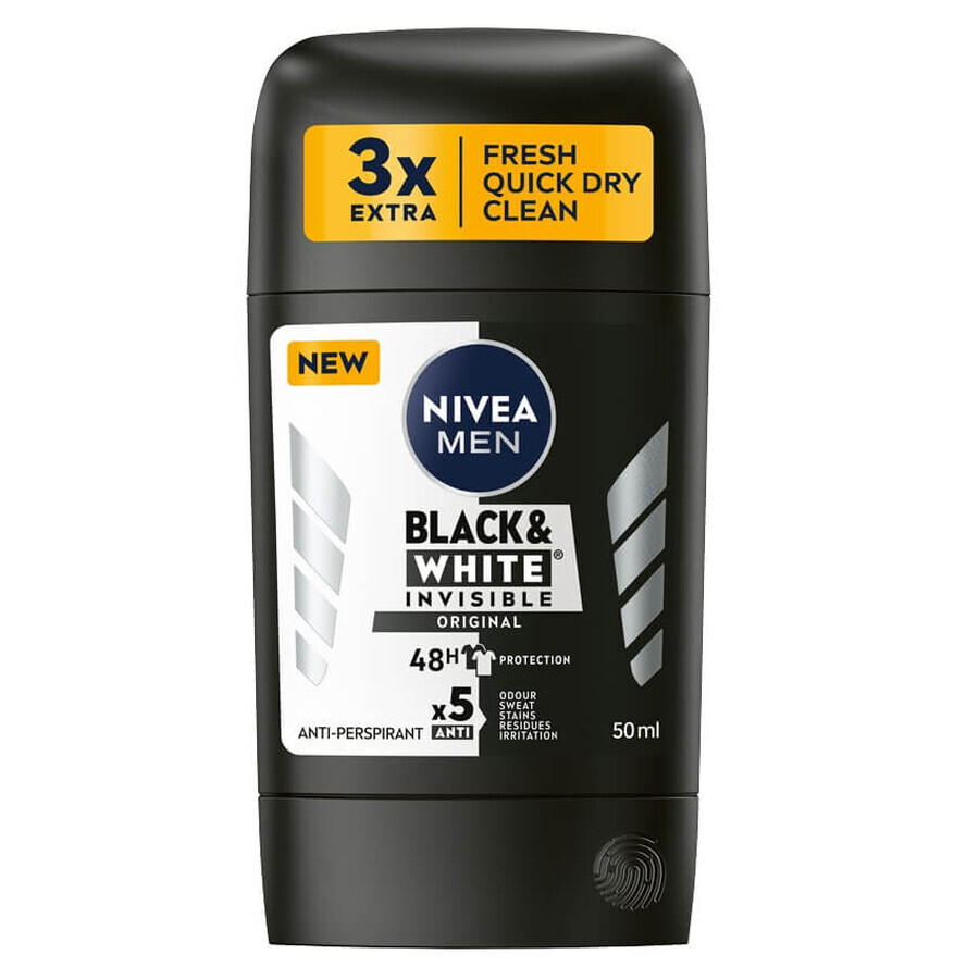 Nivea Men Black amp;White Invisible Original Antiperspirant stick, 50ml