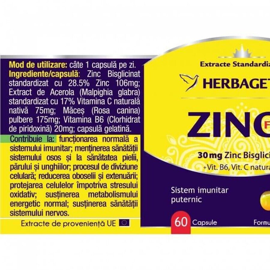 Zinco Forte, 60 capsule, Herbagetica