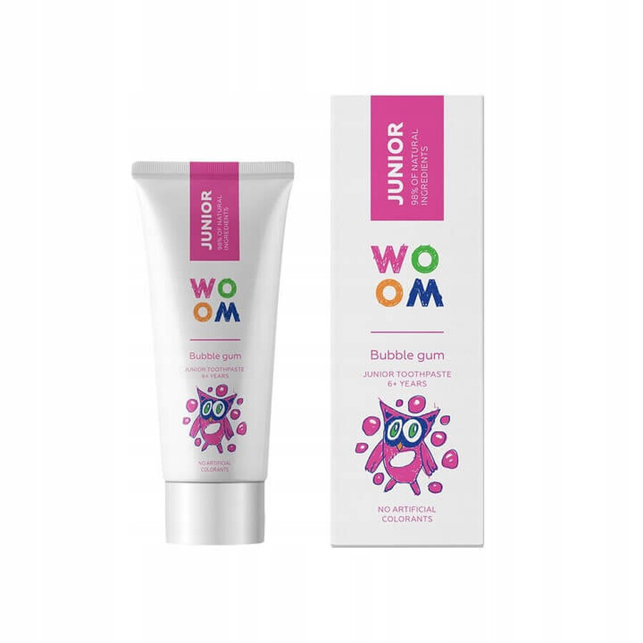 Woom Junior natural toothpaste for children 6+ years Bubble gum, 50ml